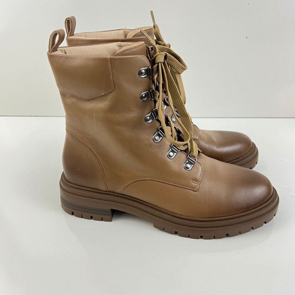 J. Jill Women's Boots Dakota Luxe Hiker Size‎ 7.5 Dark Carmel Brown Leather